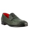 Elegant Men's Green Moccasin In Woven Grain Leather -Shoes Store 11250E23 2222282 vitello av verde 0001
