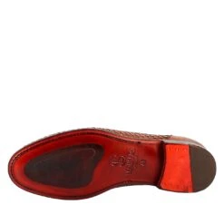 Elegant Men's Brown Moccasin In Woven Grain Leather -Shoes Store 11250E23 2222282 vitello siena 0005