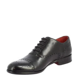 Men's Lace-up Shoes Handmade In Black Leather -Shoes Store 6825 0005