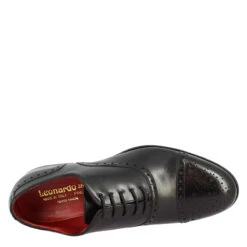 Men's Lace-up Shoes Handmade In Black Leather -Shoes Store 6825 0008