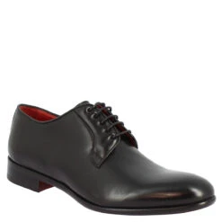 Men's Handmade Lace-up Shoes In Black Leather