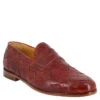 Handmade Men's Moccasins In Burgundy Woven Calf LEATHER -Shoes Store 6853 0001 2