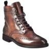 Women's Amphibian With Brogue Details In Dark Brown Leather