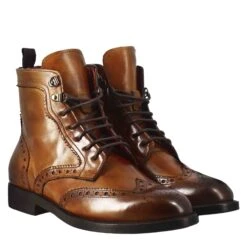 Women's Amphibian With Brogue Details In Light Brown Full-grain Leather -Shoes Store Anfibio da donna con dettagli brogue in pelle 11701caprisiena 7