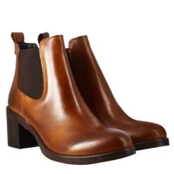 Smooth Women's Chelsea With Medium Heel In Brown Leather -Shoes Store Chelsea da donna liscio con tacco medio in pelle marrone 2591tabacco 7