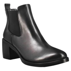 Women's Smooth Chelsea With Medium Heel In Black Leather