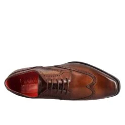Men's Derby In Light Brown Leather With Swallowtail And Square Toe -Shoes Store Derby da uomo in pelle a punta squadrata 8734brandy 5