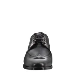 Men's Black Leather Derby With Dovetail And Square Toe -Shoes Store Derby da uomo in pelle colore nero punta squadrata 8734nero 3