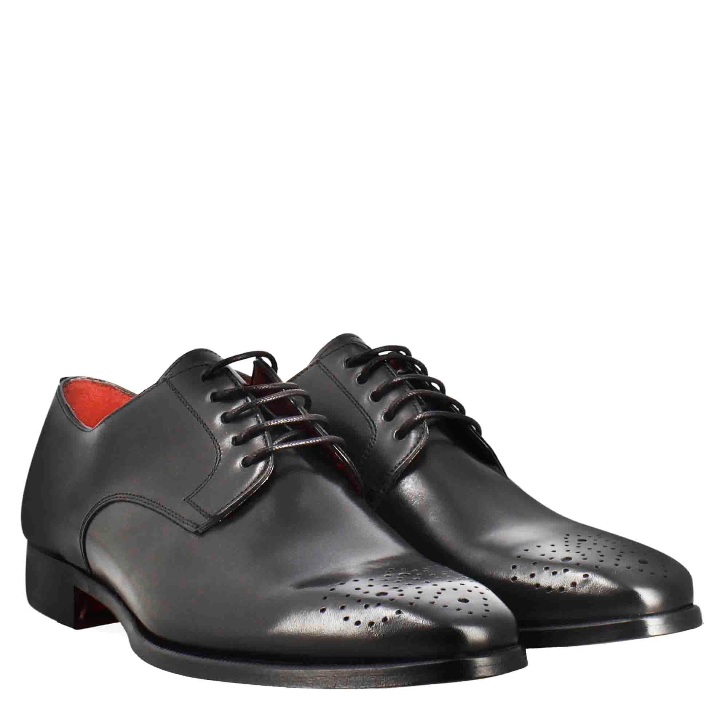 Men's Derby In Smooth Black Leather With Square Toe And Design 9 Men's Derby In Smooth Black Leather With Square Toe And Design - Image 7