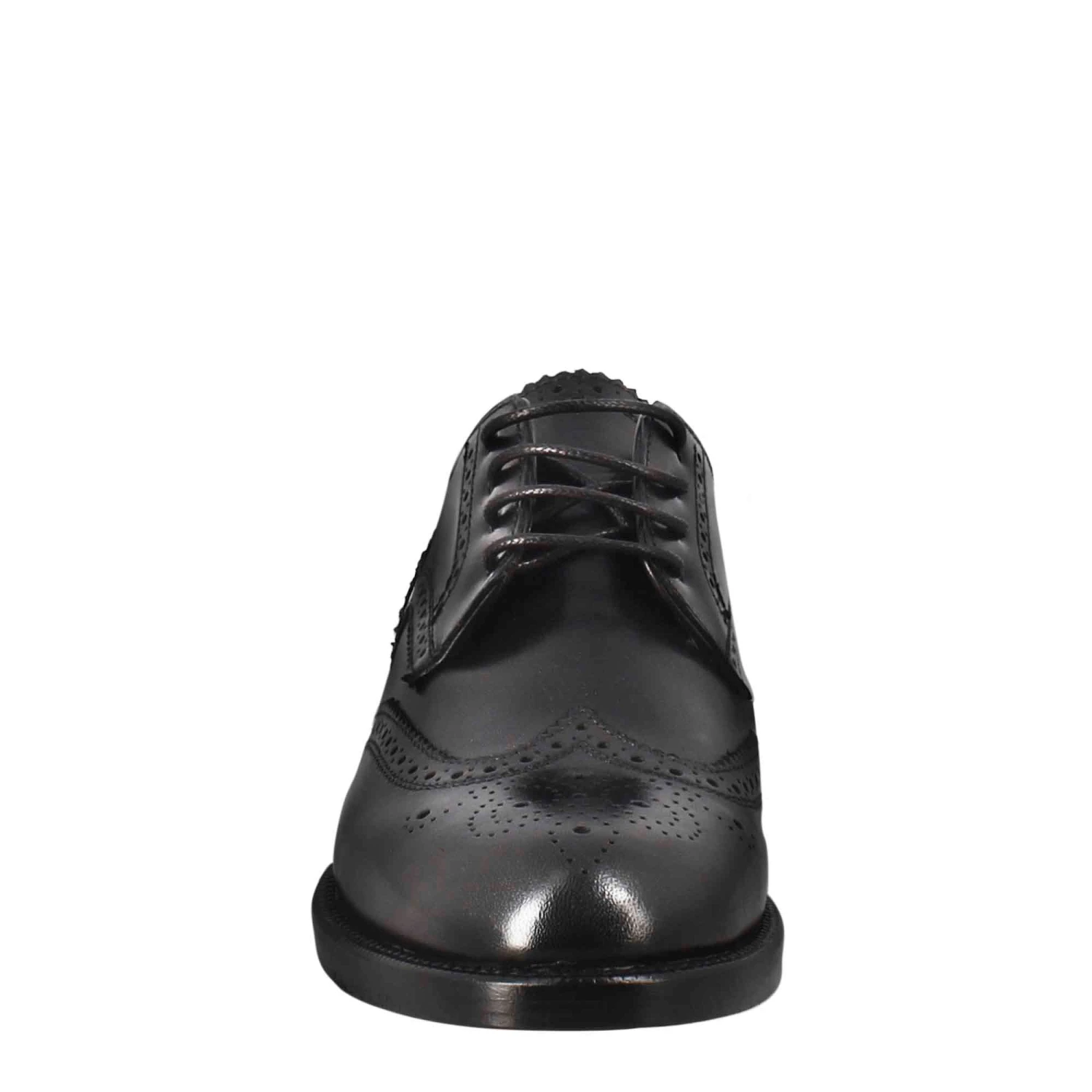 Women's Derby With Brogue Effect In Black Leather 5 Women's Derby With Brogue Effect In Black Leather - Image 3