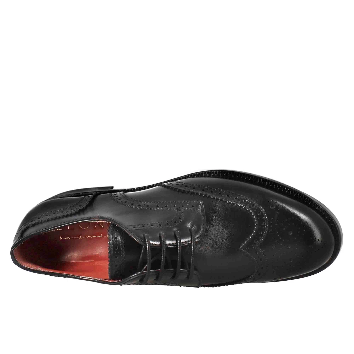 Women's Derby With Brogue Effect In Black Leather 7 Women's Derby With Brogue Effect In Black Leather - Image 5