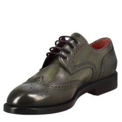 Women's Derby With Brogue Effect In Dark Green Leather -Shoes Store Derby effetto brogue colore verde 11662capriverdone 4