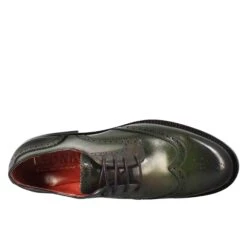 Women's Derby With Brogue Effect In Dark Green Leather -Shoes Store Derby effetto brogue colore verde 11662capriverdone 5