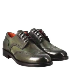 Women's Derby With Brogue Effect In Dark Green Leather -Shoes Store Derby effetto brogue colore verde 11662capriverdone 7