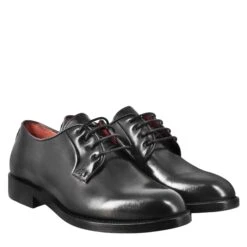 Smooth Women's Derby In Black Leather -Shoes Store Derby in pelle liscia colore nero 11664caprinero 7