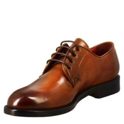 Smooth Women's Derby In Light Brown Leather -Shoes Store Derby in pelle liscia colore siena 11664caprisiena 4
