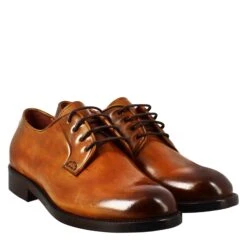 Smooth Women's Derby In Light Brown Leather -Shoes Store Derby in pelle liscia colore siena 11664caprisiena 7