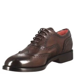 Brogue Women's Oxfords In Dark And Light Brown Leather -Shoes Store Francesina brogue da donna inpelle 11663 TESTA DI MORO 4