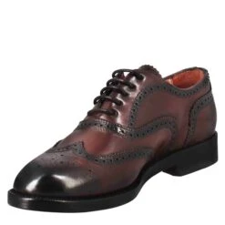 Women's Brogue Effect Brogue Shoes In Burgundy Leather -Shoes Store Francesina brogue da 20donna in 20pelle 11663BORDO 4