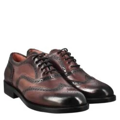 Women's Brogue Effect Brogue Shoes In Burgundy Leather -Shoes Store Francesina brogue da 20donna in 20pelle 11663BORDO 7