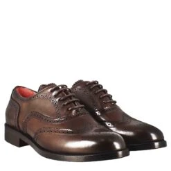 Brogue Women's Oxfords In Dark And Light Brown Leather -Shoes Store Francesina brogue dadonna inpelle 11663 TESTA DI MORO 7