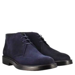 Smooth Men's Ankle Boot In Dark Blue Suede Leather -Shoes Store Polacchino liscio da uomo in pelle scamosciata blu scuro 1040CAMOSCIONAVY 7