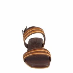 Handmade Women's Slingback Sandals In Brown, Wood And Beige Leather. -Shoes Store Sandaliartigianalidadonnaslingbackinpellemarrone legnoebeige.jpg2