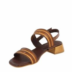 Handmade Women's Slingback Sandals In Brown, Wood And Beige Leather. -Shoes Store Sandaliartigianalidadonnaslingbackinpellemarrone legnoebeige.jpg3