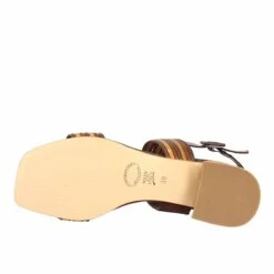 Handmade Women's Slingback Sandals In Brown, Wood And Beige Leather. -Shoes Store Sandaliartigianalidadonnaslingbackinpellemarrone legnoebeige.jpg6