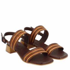 Handmade Women's Slingback Sandals In Brown, Wood And Beige Leather. -Shoes Store Sandaliartigianalidadonnaslingbackinpellemarrone legnoebeige.jpg7