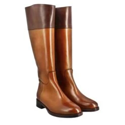 Smooth Women's Knee-high Boot With Low Heel In Brown And Dark Brown Leather -Shoes Store Stivale al ginocchio da donna liscio con 20tacco basso in pelle 2060TABACCOMORO 7