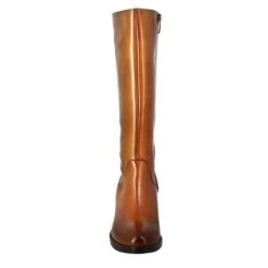 Smooth Women's Knee-high Boot With Medium Heel In Brown Leather -Shoes Store Stivale al ginocchio da donna tacco medio in pelle 2599naturetabacco 3