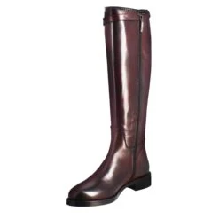 Smooth Women's Knee-high Boot With Low Heel In Burgundy Leather -Shoes Store Stivale al ginocchio in pelle da donna colore bordeaux 2048burnet 4