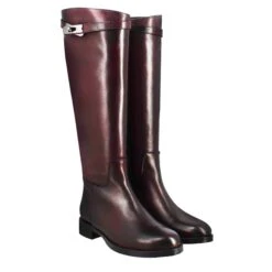 Smooth Women's Knee-high Boot With Low Heel In Burgundy Leather -Shoes Store Stivale al ginocchio in pelle da donna colore bordeaux 2048burnet 7