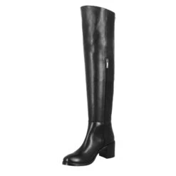 Smooth Over-the-knee Women's Boot With Medium Heel In Black Leather -Shoes Store Stivale sopra il ginocchio da donna in pelle colore nero 2530GNERO 4