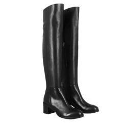 Smooth Over-the-knee Women's Boot With Medium Heel In Black Leather -Shoes Store Stivale sopra il ginocchio da donna in pelle colore nero 2530GNERO 6