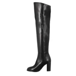 Women's Over-the-knee Boot With High Heel In Black Leather -Shoes Store Stivale sopra il ginocchio da donna in pelle colore nero tacco alto 8554 NERO 4