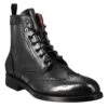 Men's High Amphibious Brogue Boot In Black Leather -Shoes Store Stivaletto anfibio alto brogue da uomo 11657NERO 2