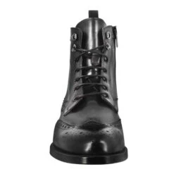 Men's High Amphibious Brogue Boot In Black Leather -Shoes Store Stivaletto anfibio alto brogue da uomo 11657NERO 3