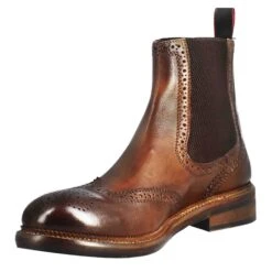 Men's Candy Chelsea Boot In Washed Leather, Dark Tan Color -Shoes Store Stivaletto candy chelsea da uomo in pelle 373404cuoio 4