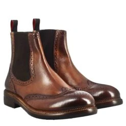 Men's Candy Chelsea Boot In Washed Leather, Dark Tan Color -Shoes Store Stivaletto candy chelsea da uomo in pelle 373404cuoio 7