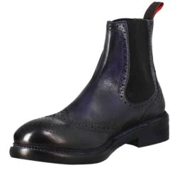 Men's Candy Chelsea Boot In Dark Blue Washed Leather -Shoes Store Stivaletto candy chelsea da uomo in pelle blu 373404candymarine 4