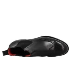 Chelsea Boot With Brogue Details For Men In Black Leather With Elastic -Shoes Store Stivaletto chelsea con dettagli brogue da uomo 11590NERO 5