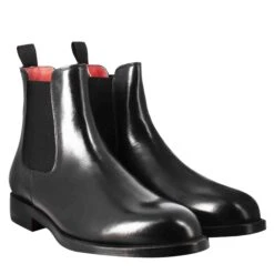 Men's Chelsea Boot In Black Leather With Elastic -Shoes Store Stivaletto chelsea liscio da uomo 11601nero 7