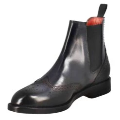 Women's Chelsea Boot With Brogue Details In Blue Leather -Shoes Store Stivaletto da donna chelsea con dettagli brogue 11666BLU 4