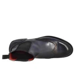 Women's Chelsea Boot With Brogue Details In Blue Leather -Shoes Store Stivaletto da donna chelsea con dettagli brogue 11666BLU 5