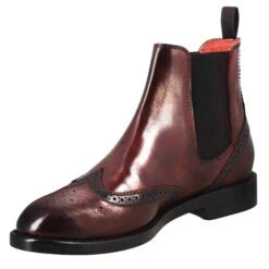 Women's Chelsea Boot With Brogue Details In Burgundy Leather -Shoes Store Stivaletto da donna chelsea con dettagli brogue 11666BORDO 4