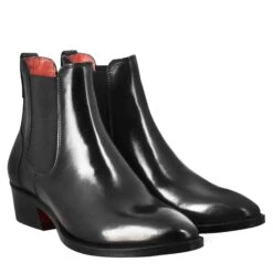 Women's Smooth Chelsea Boot With Medium Heel In Black Leather -Shoes Store Stivaletto da donna chelsea tacco medio 11504nero 7