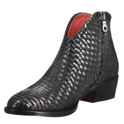 Women's Ankle Boot With Medium Heel In Black Woven Leather -Shoes Store Stivaletto da donna in pelle intrecciata colore nero 10065INTRECCIONERO 4
