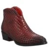 Women's Ankle Boot In Woven Leather With Red Medium Heel -Shoes Store Stivaletto da donna in pelle intrecciata colore rosso 10065INTRECCIOROSSO 2